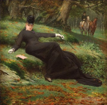 Impresionismo Painting - Cita vous en el Bois de Boulogne Jan van Beers mujer